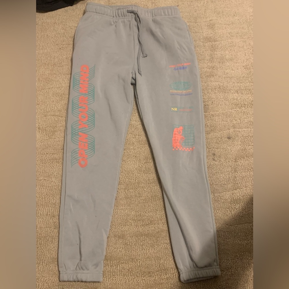 Mens M Brooklyn Cloth Gray Jogger with Futuristic print